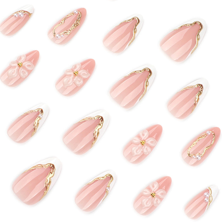 Artful Nail Extensions with Elegant Blooming Accents Bowlift