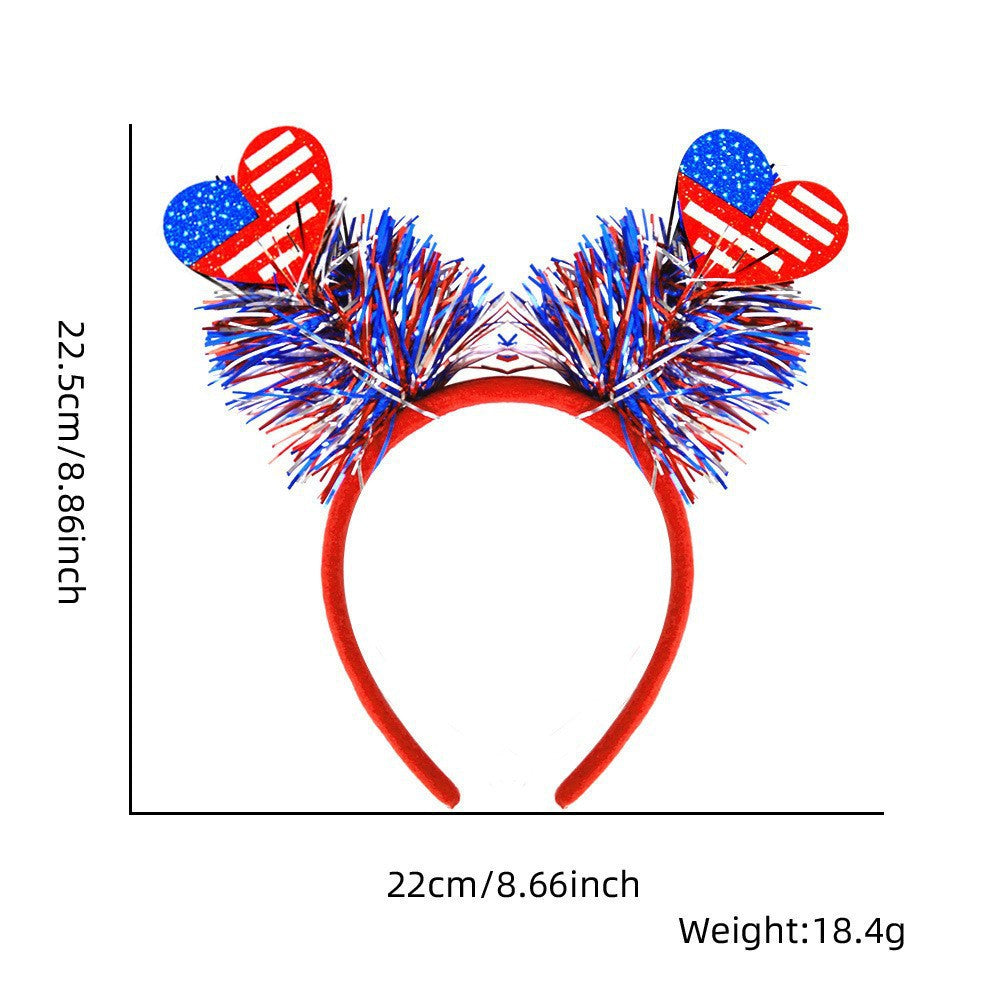 Women's Independence Day patriotic pompom headband with tinsel star toppers Bowlift