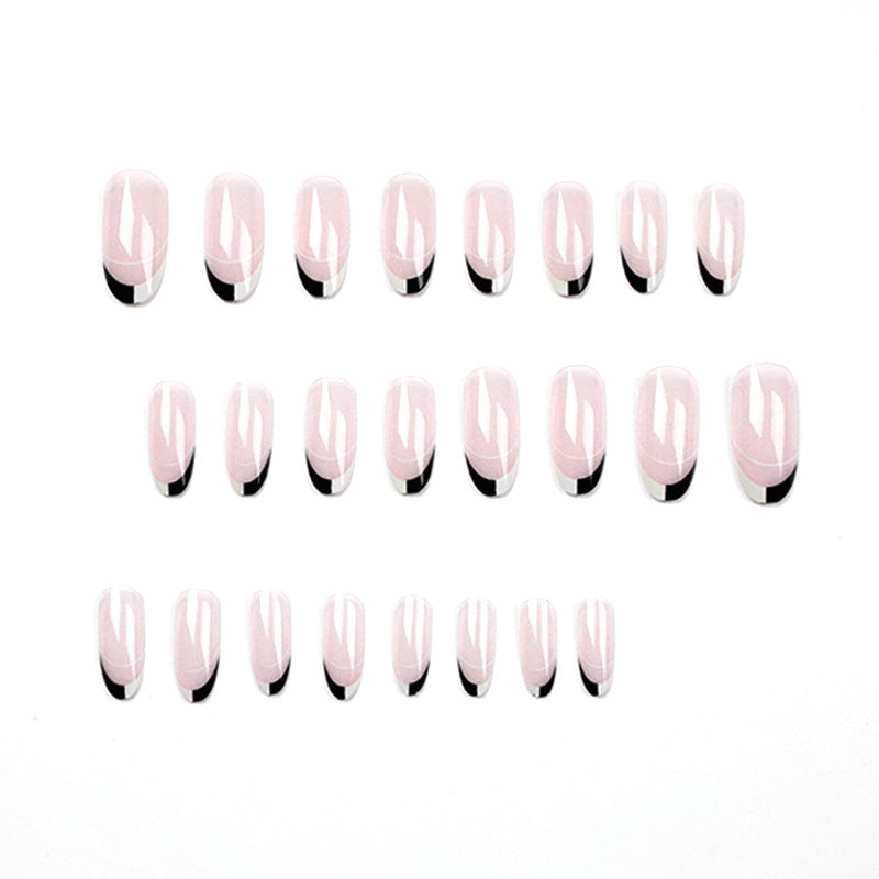 Artificial nail art with modern French-tip design Bowlift