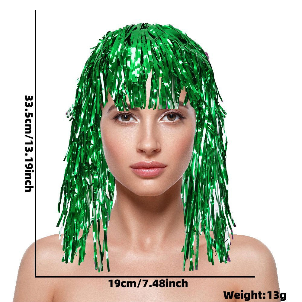 Women's nan metallic foil fringe hula skirt with elastic waistband party costume Bowlift