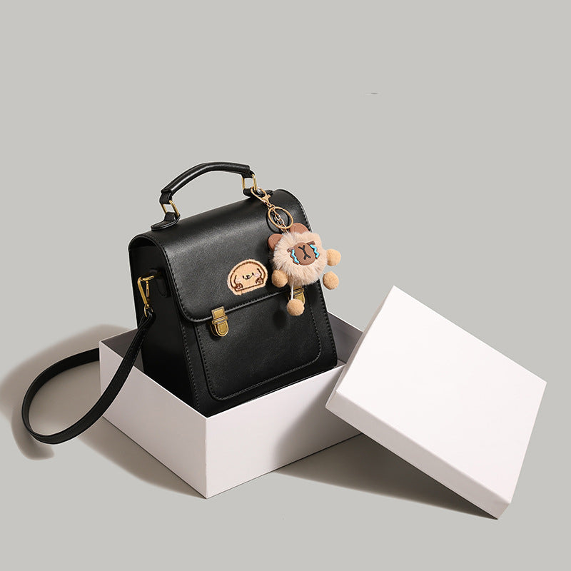 Playful Cartoon-Embroidered Satchel Bag Bowlift