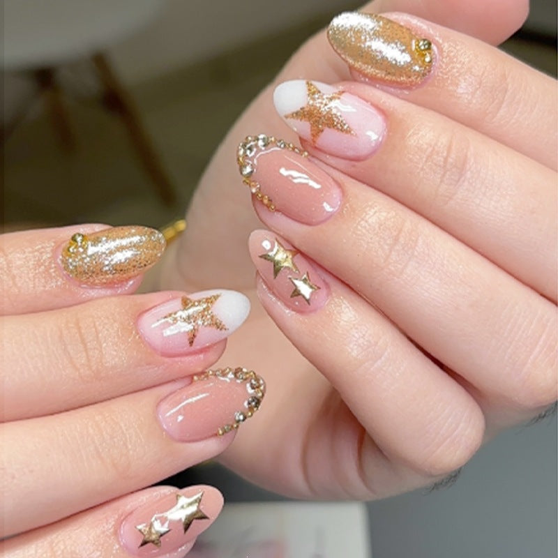 Acrylic nail set with glamorous decorations Bowlift