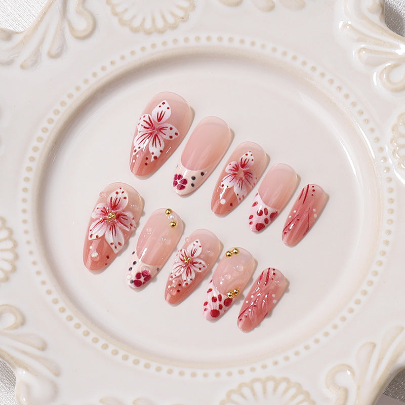 Premium Decorative Floral Press-On Nail Tips Bowlift