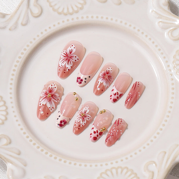 Premium Decorative Floral Press-On Nail Tips Bowlift