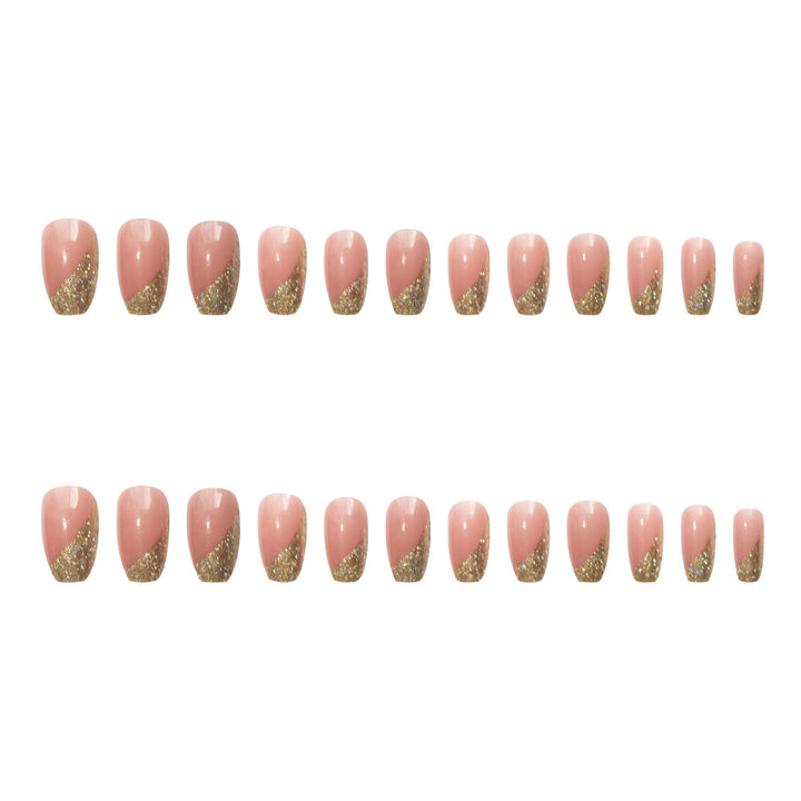 Glamorous artificial nail set with sparkling glitter and French tip Bowlift