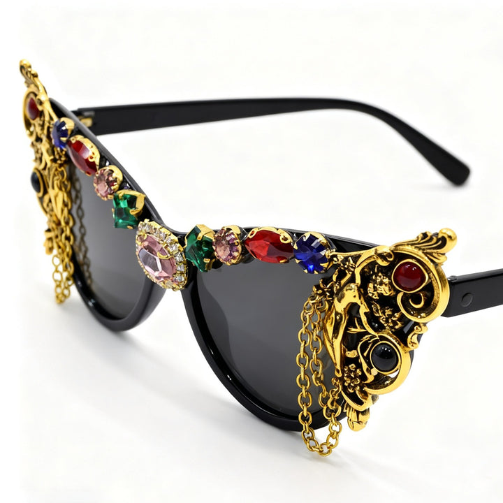 Ladies extravagant glamour sunglasses with intricate embellishments Bowlift