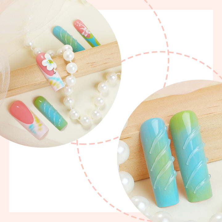 Floral-Themed Press-On Nail Art Set Bowlift