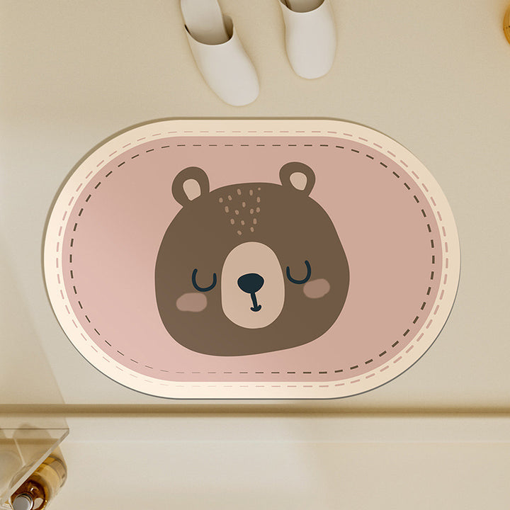 Cartoon Elephant-Themed Bath Mat