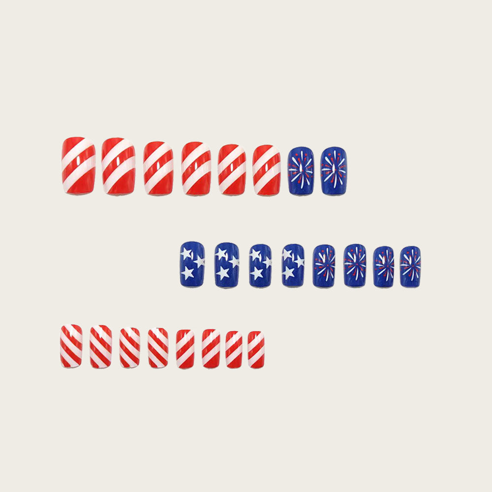 Artificial Nails in the Patriotic Design Bowlift