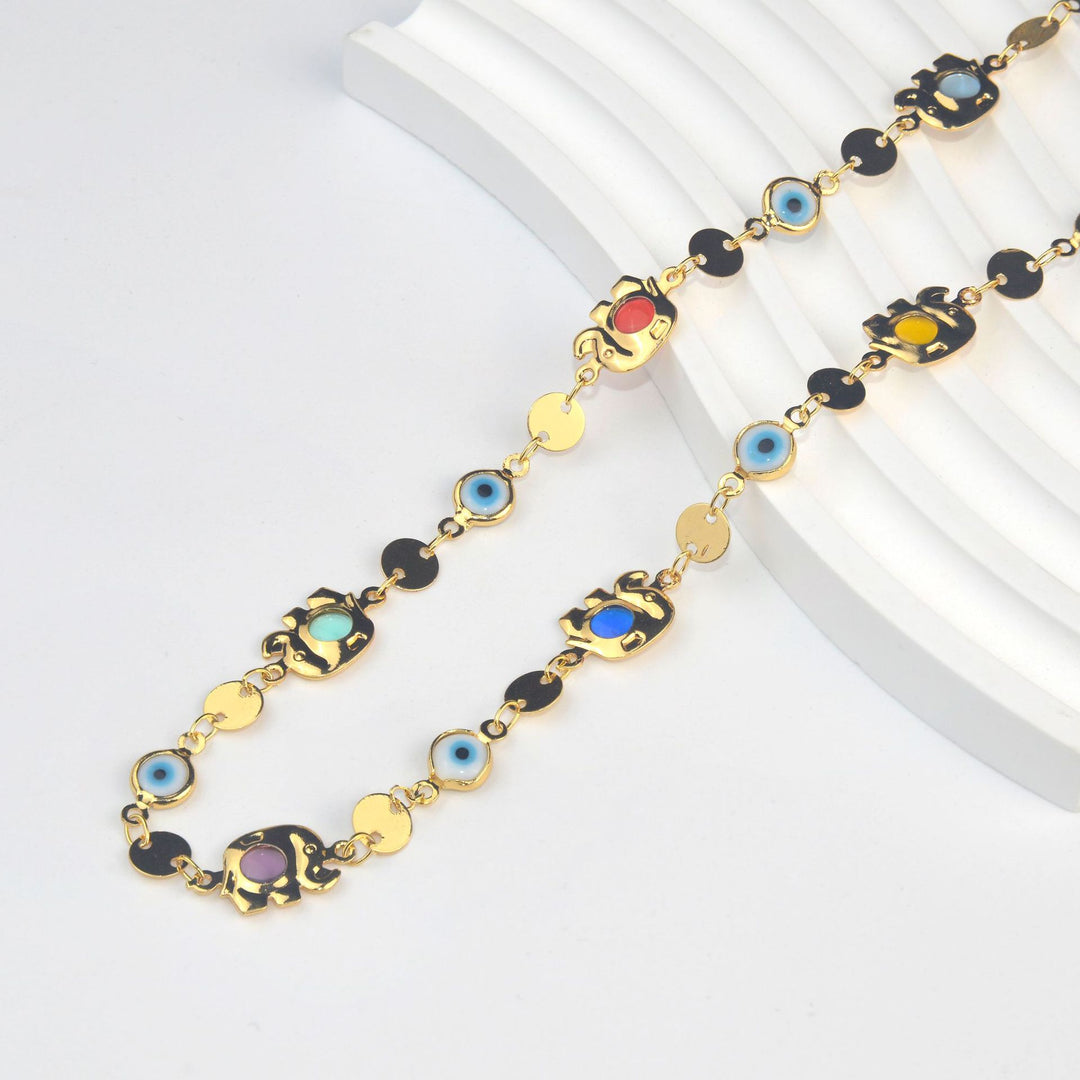 Colorful Eye Charm Statement Necklace Bowlift