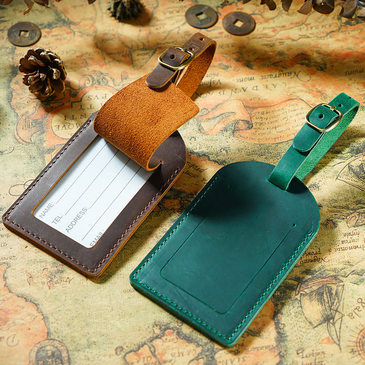 Leather Luggage Tag with Adjustable Buckle Bowlift