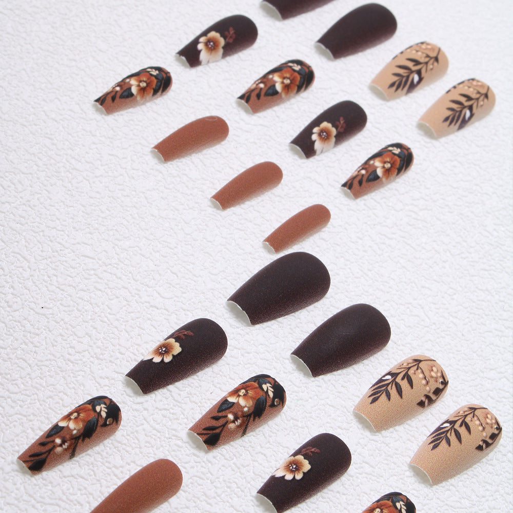 Elegant Floral Matte Press-On Nails Bowlift