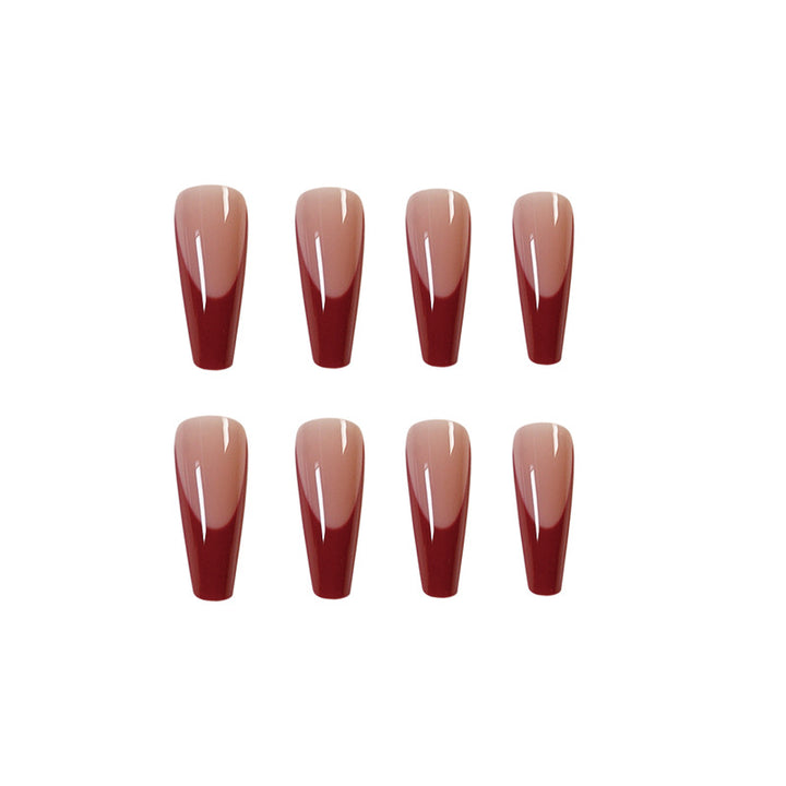 Elegant artificial nails with high-gloss finish and prominent French tip Bowlift