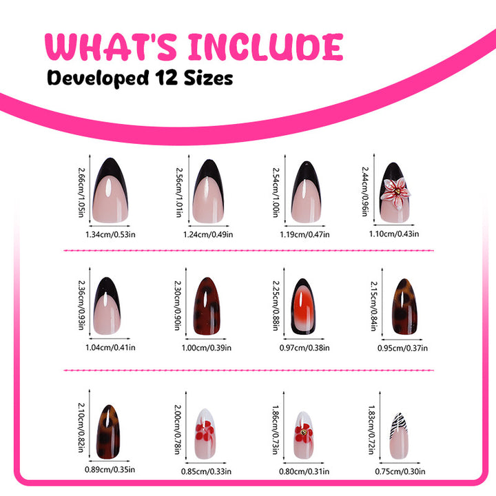 Artificial nail set with floral and creative decorations Bowlift