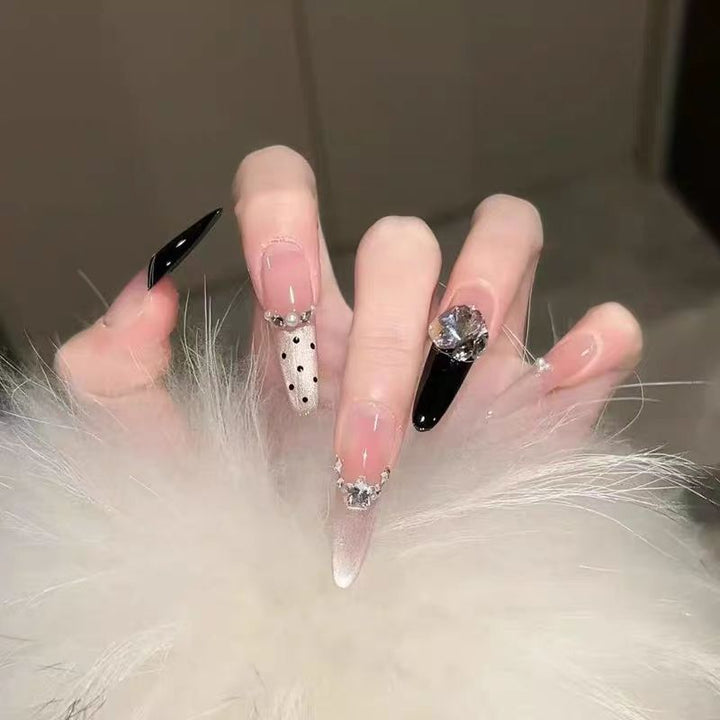 Luxury Stiletto Press-On Nail Extensions with Rhinestone Accents Bowlift