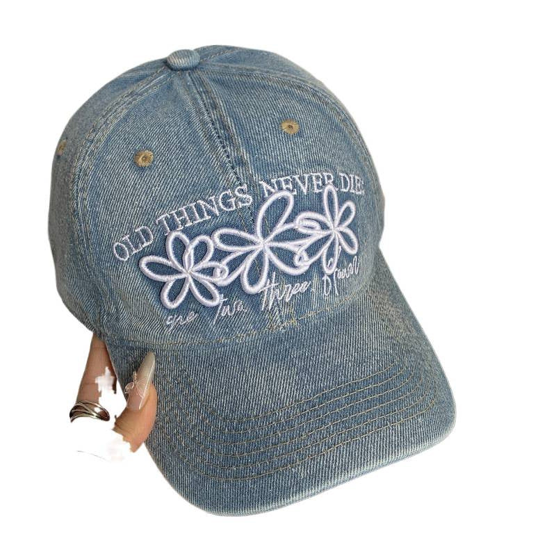 Women's Embroidered Denim Cap Bowlift