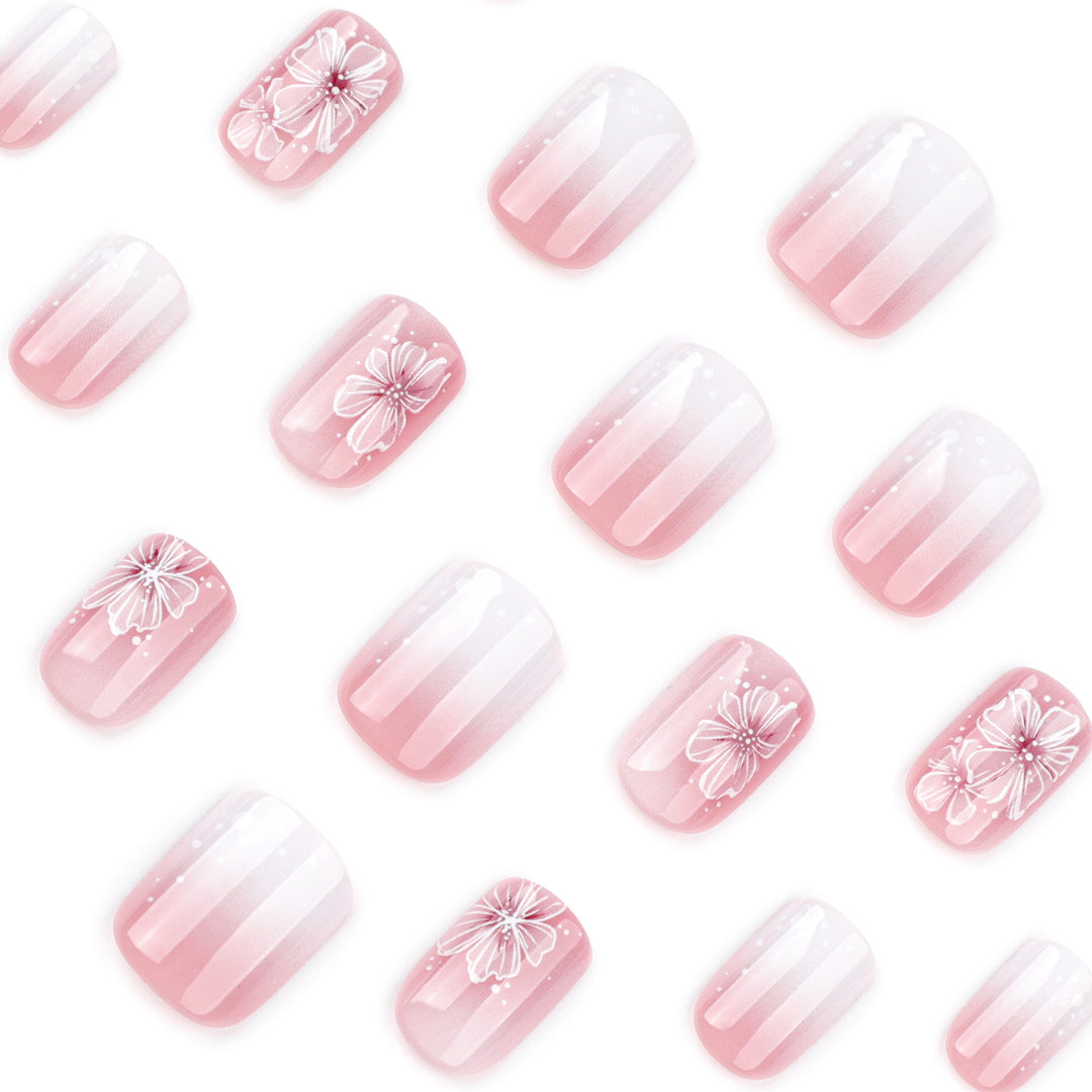 Artistic gel nails with floral decorations Bowlift
