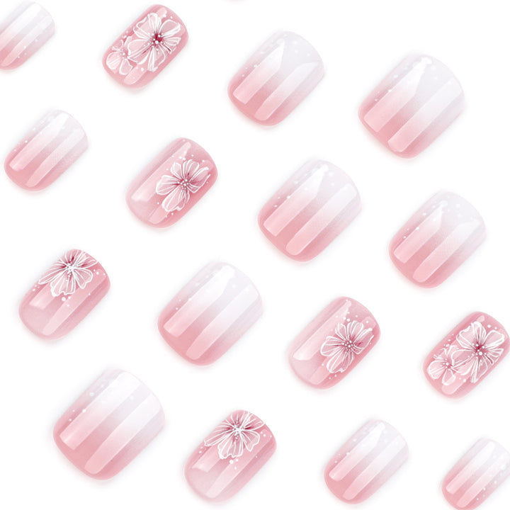 Artistic gel nails with floral decorations Bowlift