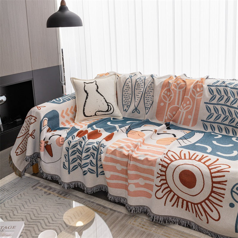 Cat-Themed Decorative Throw Blanket