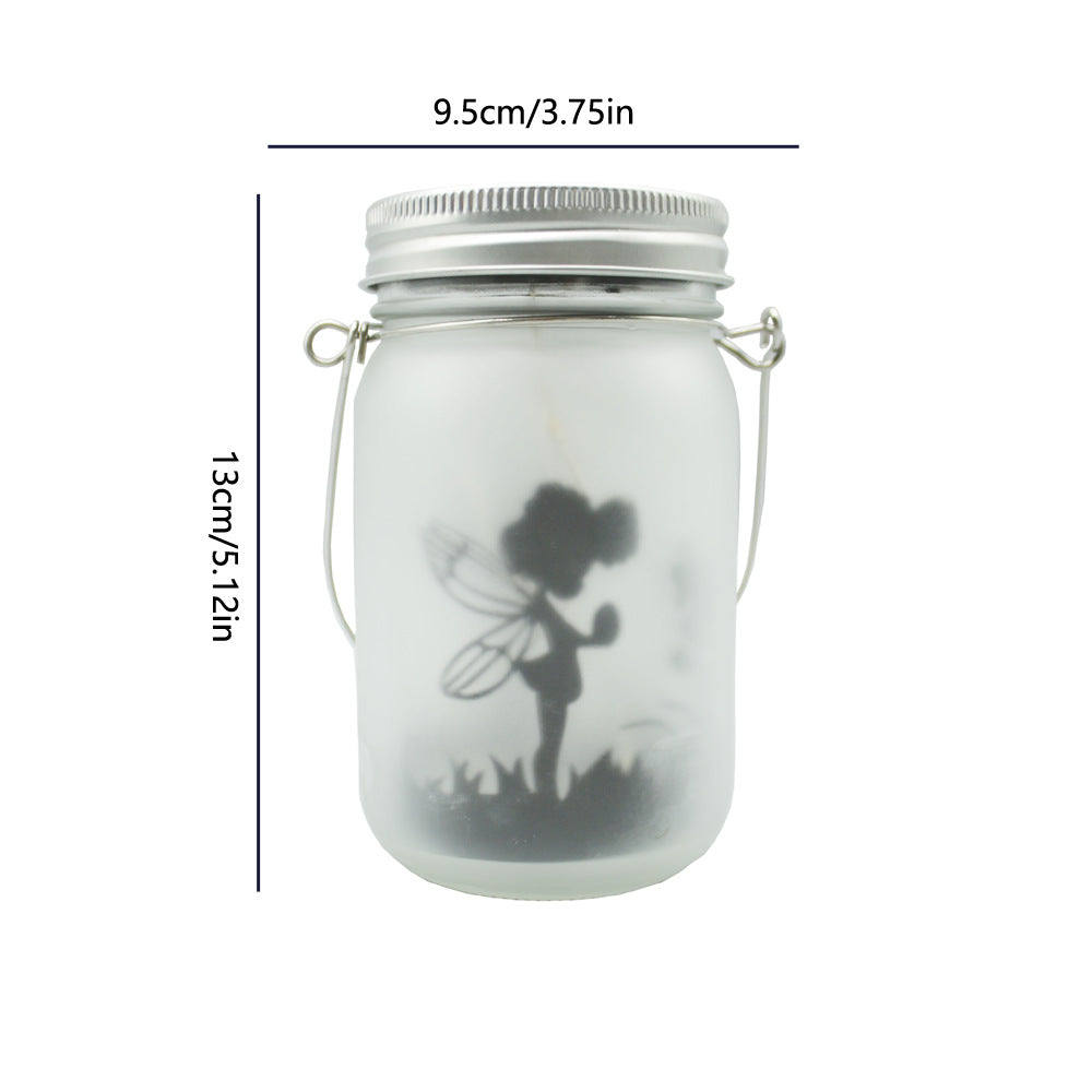 Hanging Frosted Mason Jar Fairy Lanterns with Battery LED Lights and Rope Bowlift