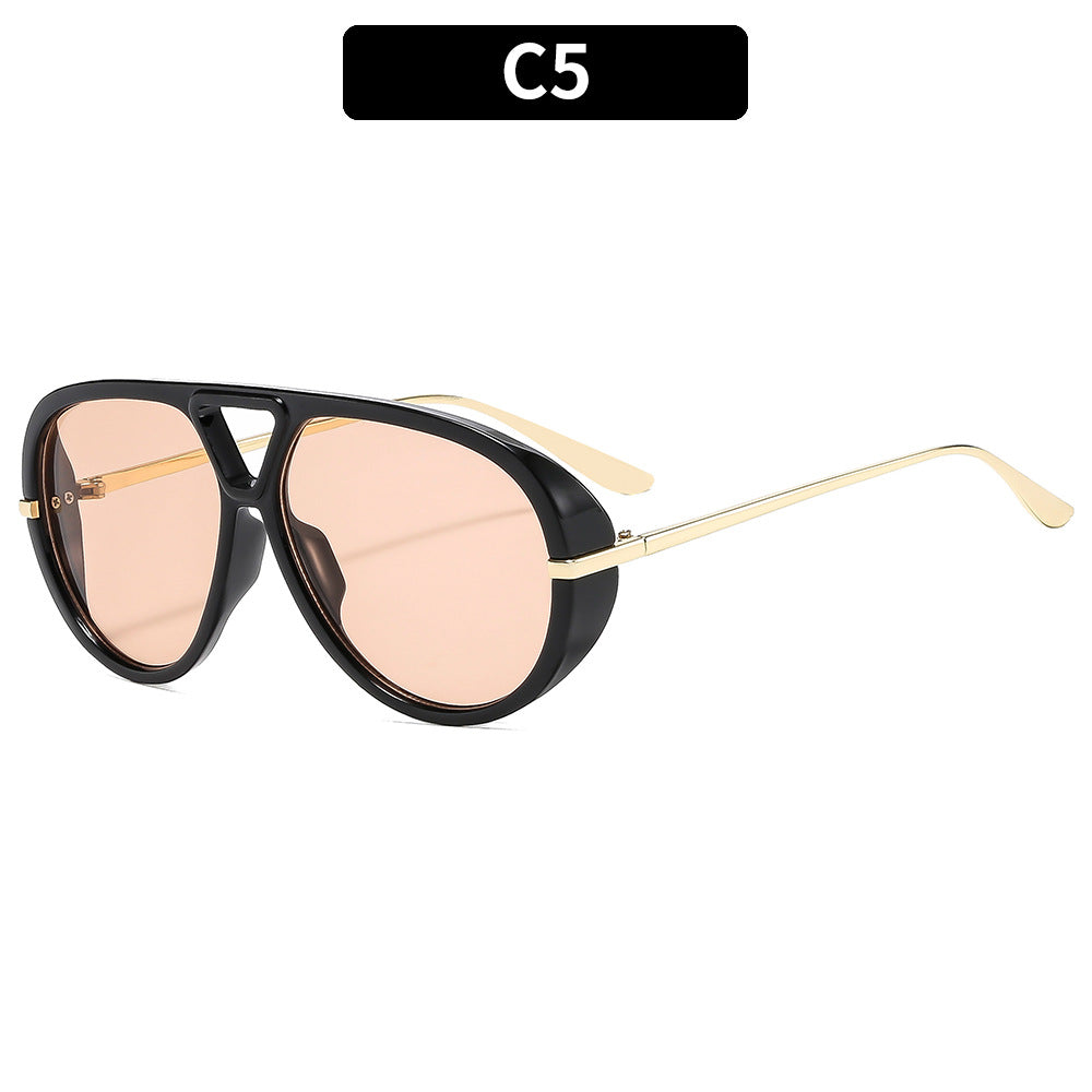 Oversized Aviator Sunglasses with Gradient Lenses