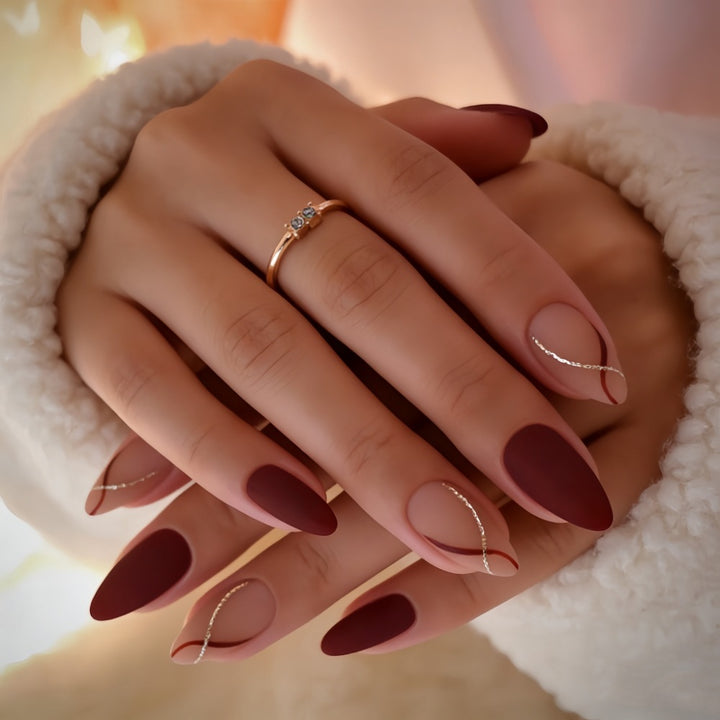 Elegant Press-On Nail Set with Stylish Textured Finish Bowlift