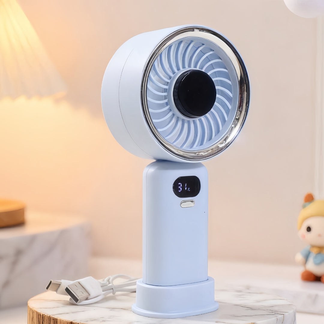 Women Portable Hand Fan with Digital Control and USB Connection Bowlift