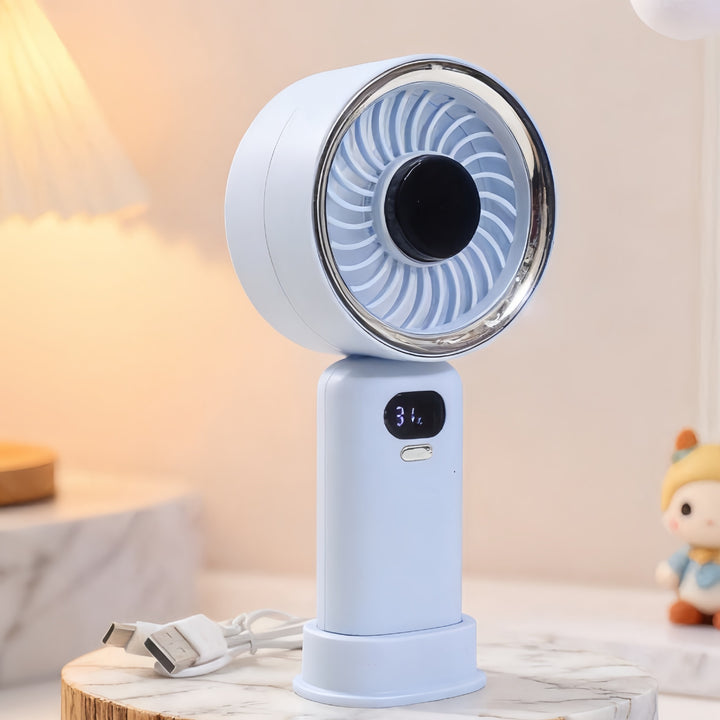 Women Portable Hand Fan with Digital Control and USB Connection Bowlift