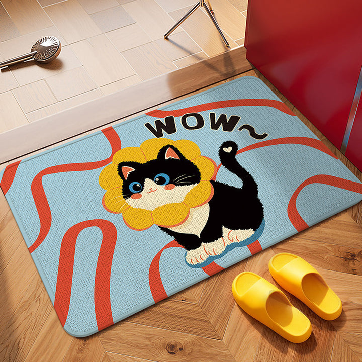 Playful Cat-Themed Bath Mat Bowlift