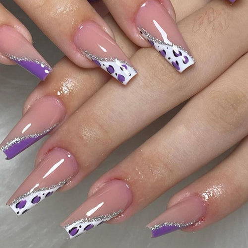 Artistic Press-On Nail Set with Sparkling Tips and Unique Patterns Bowlift