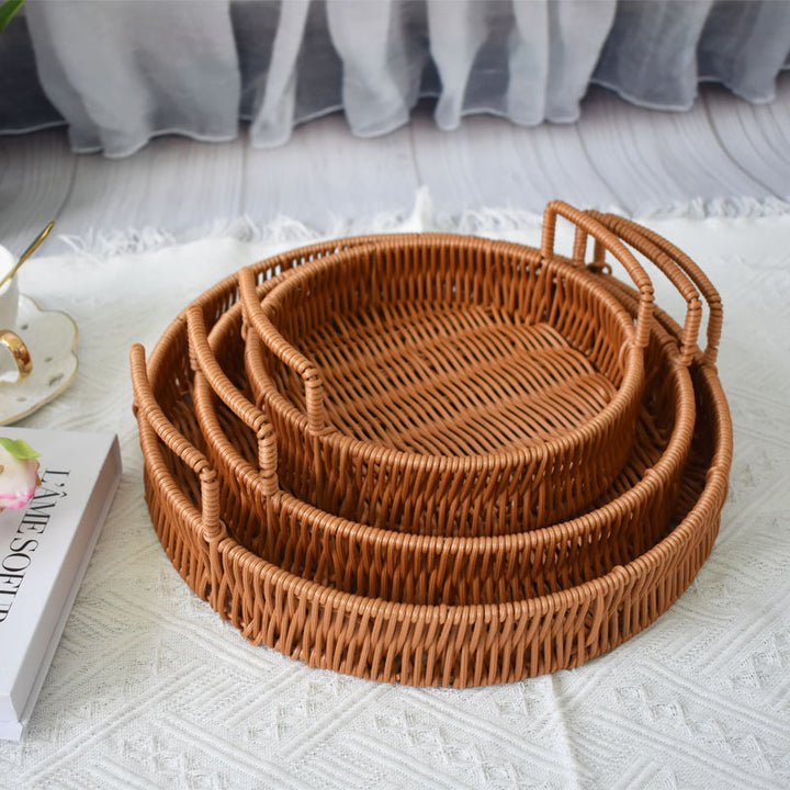 Round Wicker Serving Tray Bowlift