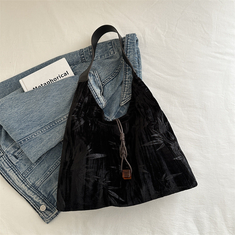 Versatile Velvet Shoulder Bag Bowlift