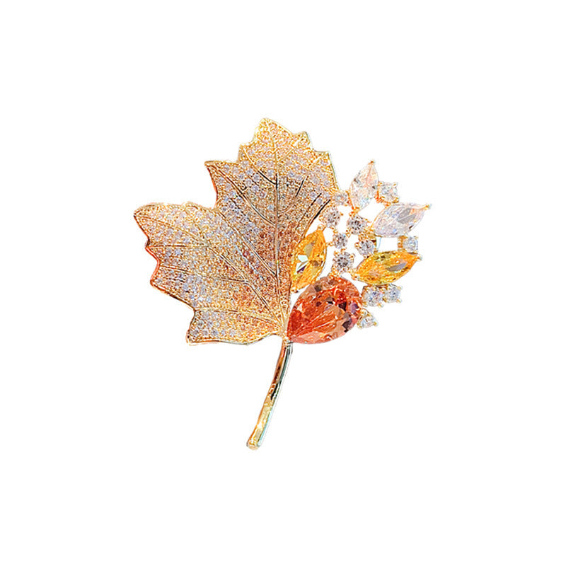 Exquisite leaf brooch with sparkling crystals Bowlift