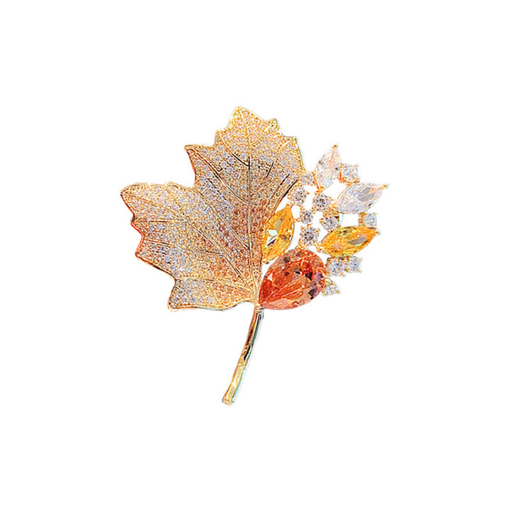 Exquisite leaf brooch with sparkling crystals Bowlift