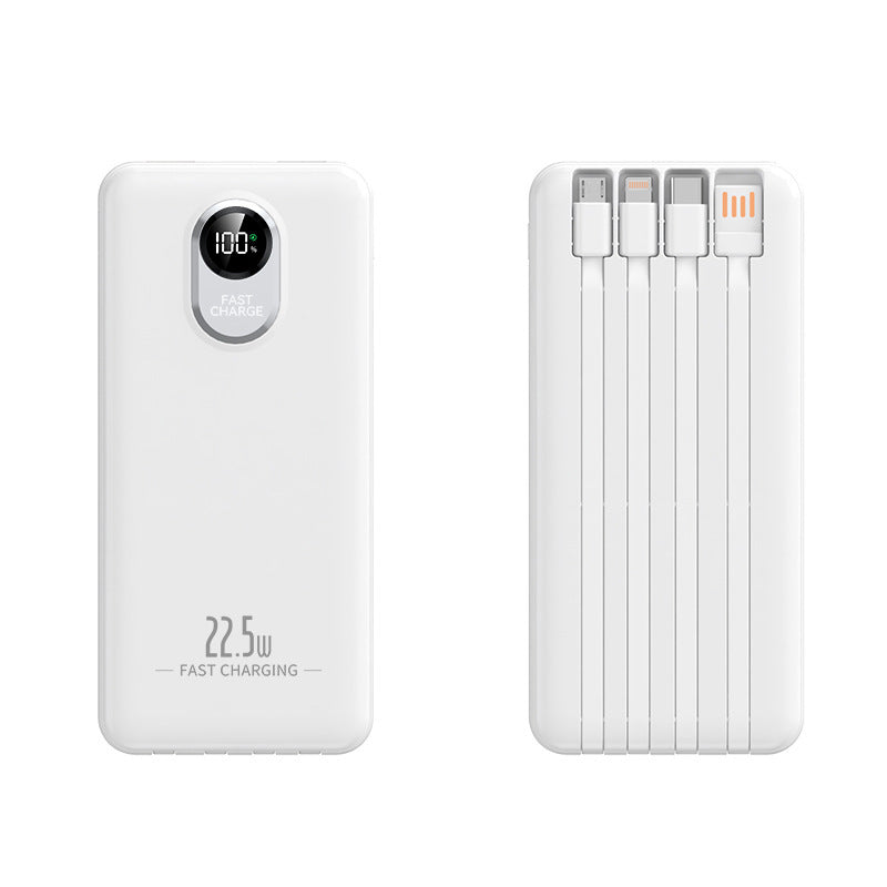 Portable power bank with 22.5 W fast charging function and integrated cables Bowlift