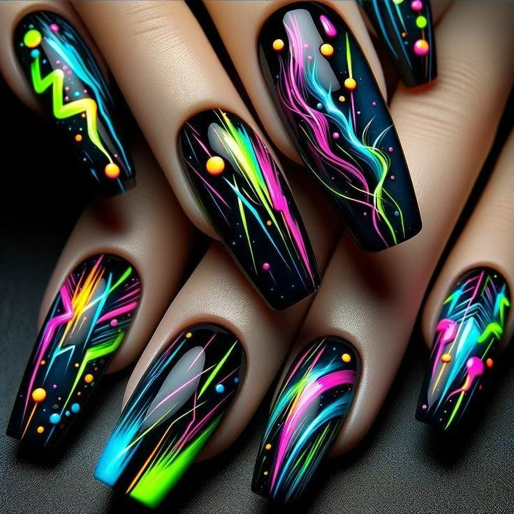 Neon Glow-In-The-Dark Nail Art Bowlift