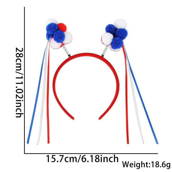 Women's Independence Day patriotic pompom headband with tinsel star toppers Bowlift