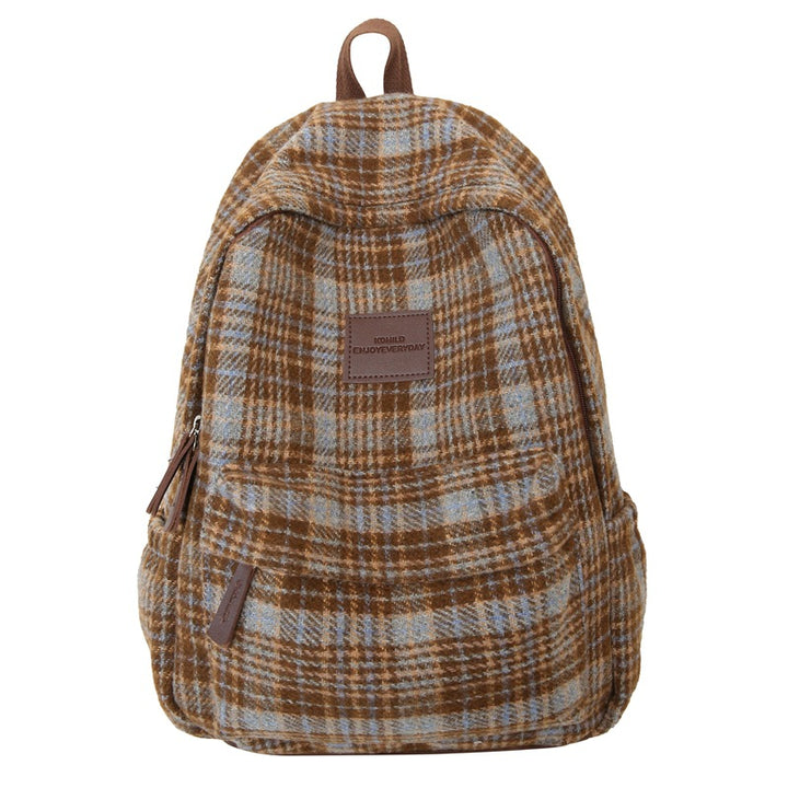 Cozy Plaid Patterned School Backpack Bowlift