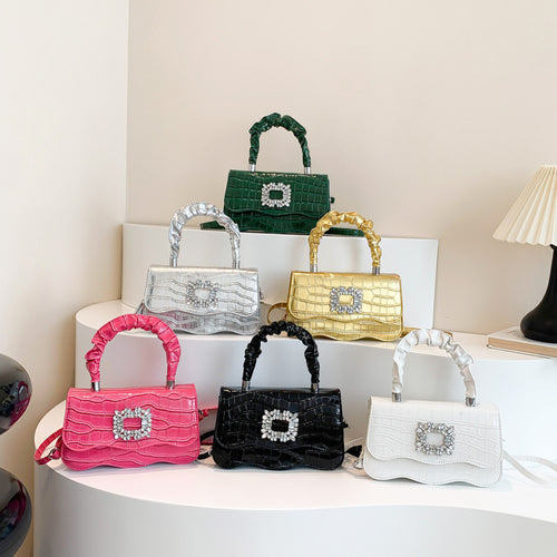 Glamorous Crocodile Texture Evening Handbag Bowlift