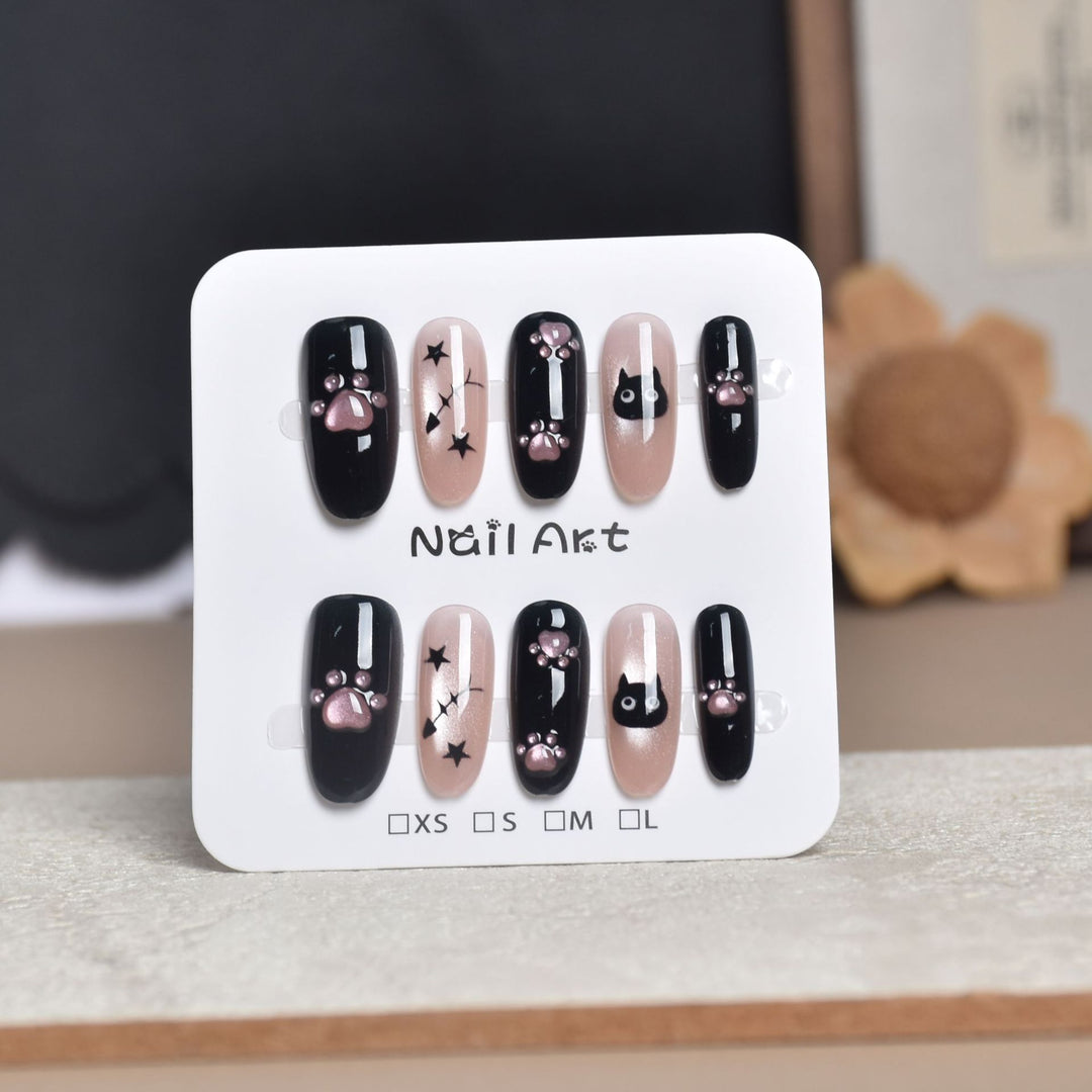 Decorative Press-On Nail Extensions with Floral Accents Bowlift