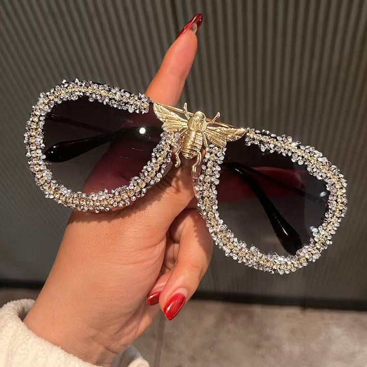 Women's Glamorous Statement Sunglasses with Unique Insect Design Bowlift