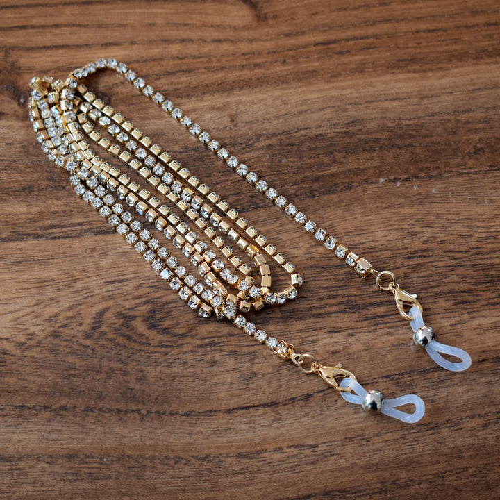 Glamorous Crystal-Accented Eyewear Chain Bowlift