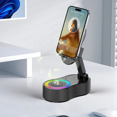 Unisex multitasking smartphone mount with integrated Bluetooth speaker Bowlift