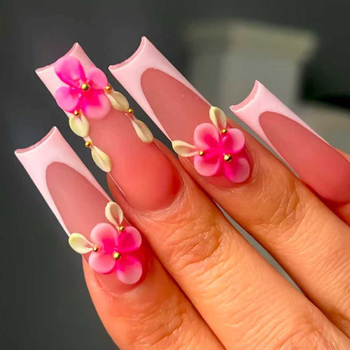 Floral Nail Design Extensions Bowlift