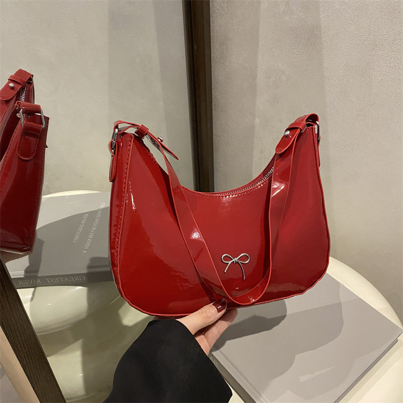 Premium Glossy Faux Leather Hobo Bag Bowlift