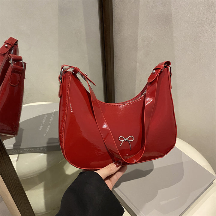 Premium Glossy Faux Leather Hobo Bag Bowlift