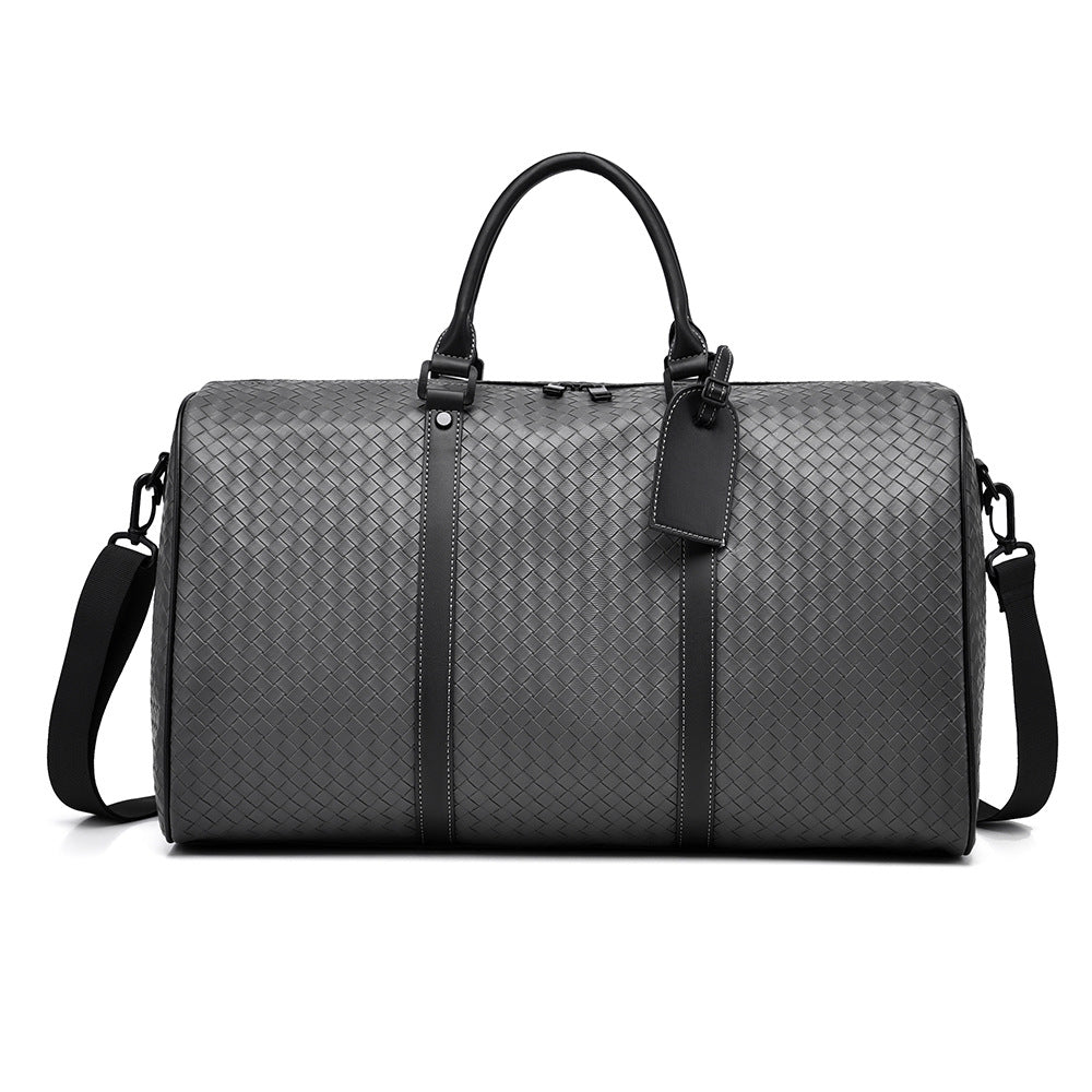 Woven Leather Weekend Travel Duffle Bag Bowlift