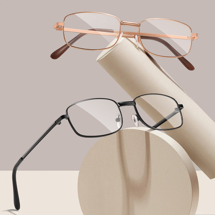 Lightweight Titanium Rectangular Optical Glasses with Adjustable Nose Pads Bowlift