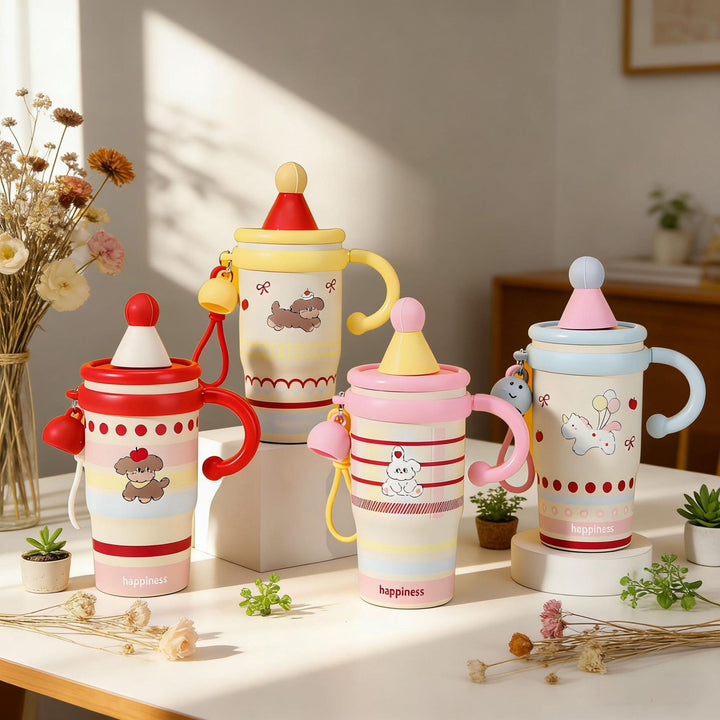 Ladies colorful and creative drinking cups with lid Bowlift