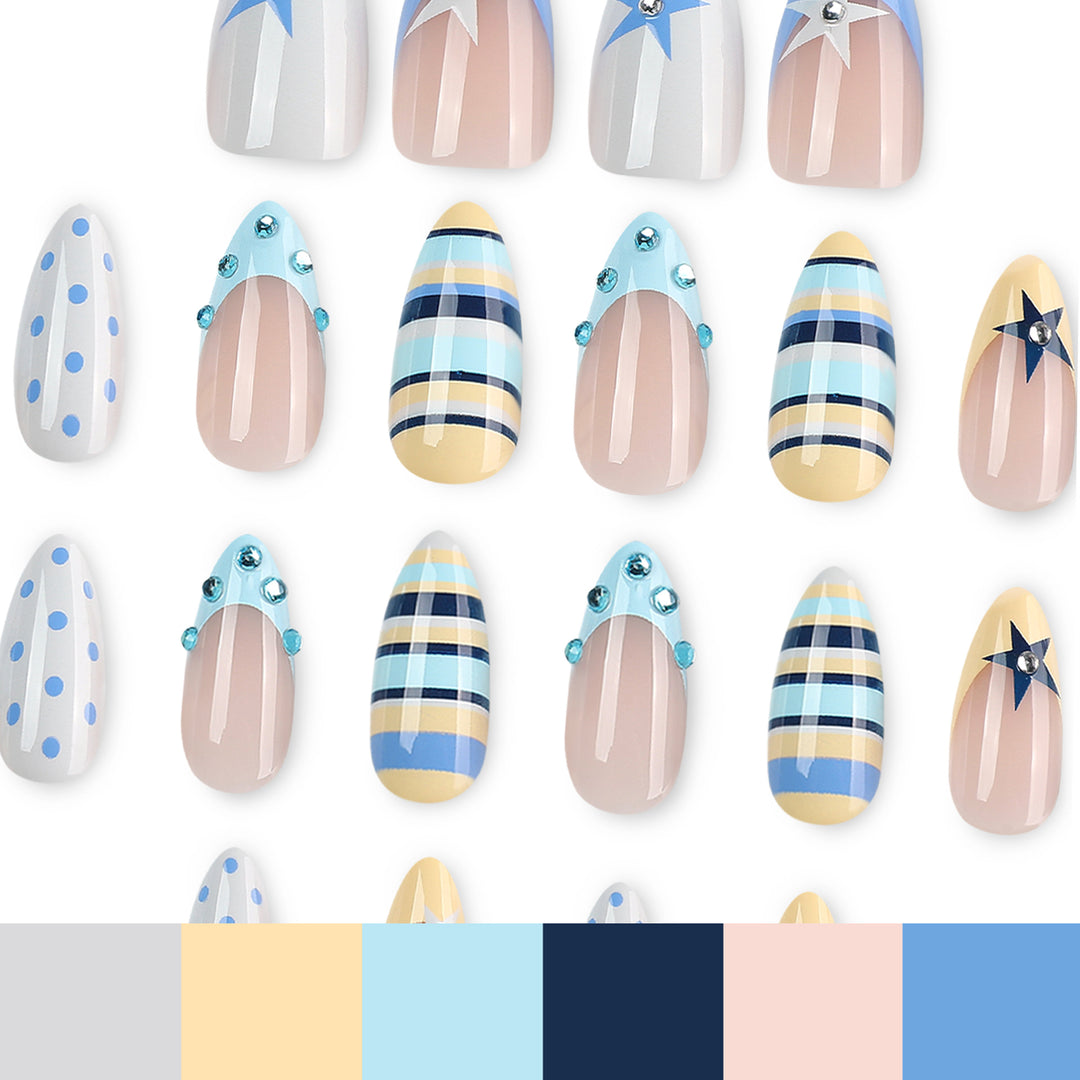 Artful stiletto nails with maritime designs Bowlift